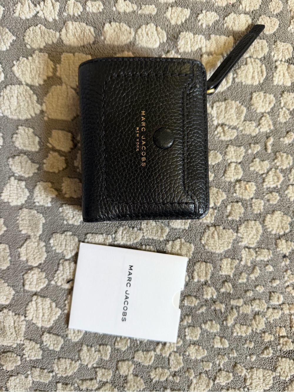 Marc Jacobs Black Pebbled Leather Zip Card Holder